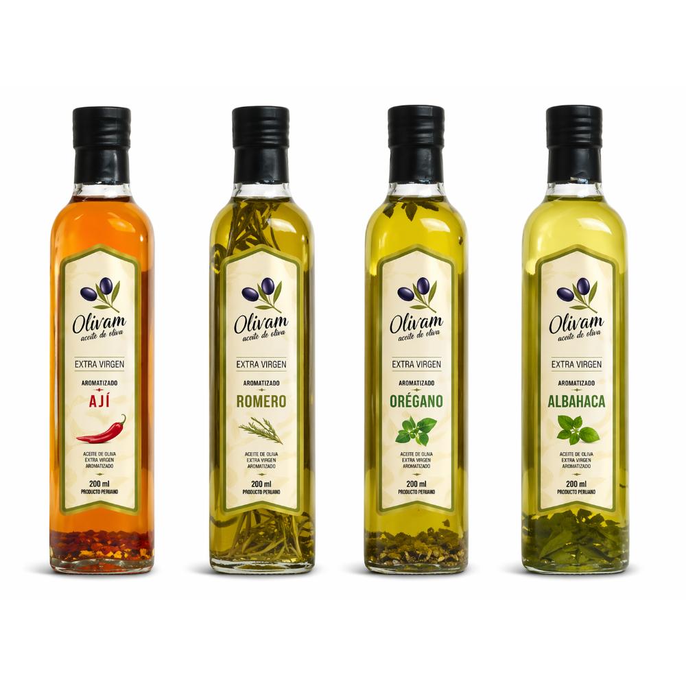 Aceite de Oliva ExtraVirgen 4Pack Aromatizado 200ml Olivam