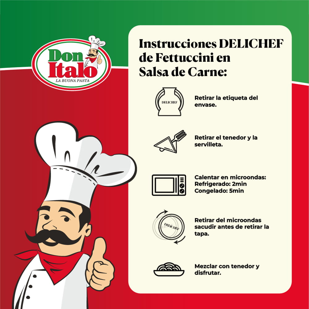Fetuccini Salsa Carne Deli Chef 300 Gr. | Don Ítalo
