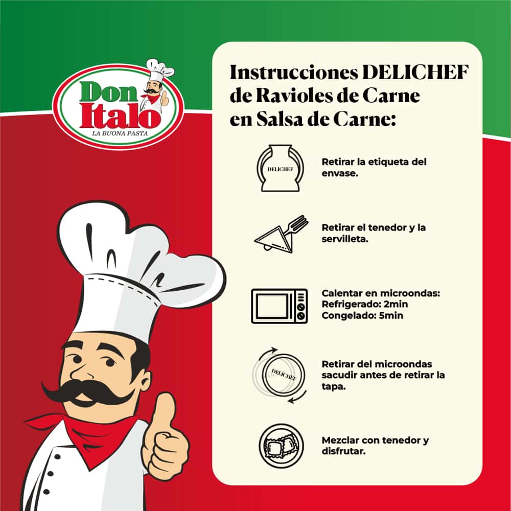 Ravioles de Carne con Salsa de Carne Deli Chef 300 Gr. | Don Ítalo