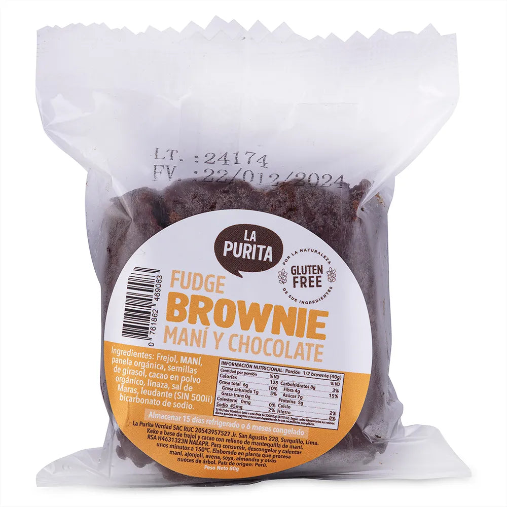 Fudge brownie mani y chocolate 80g La Purita