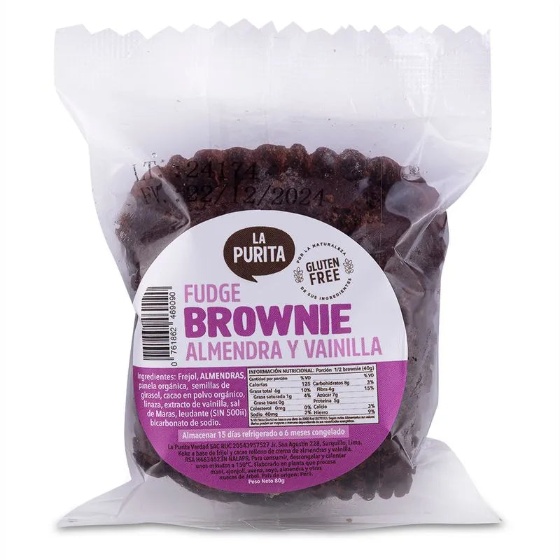 Fudge brownie almendra y vainilla 80g La Purita