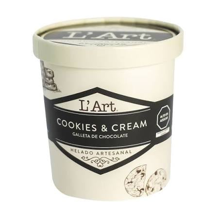 Helado Artesanal 1lt L'Art Cookies & Cream