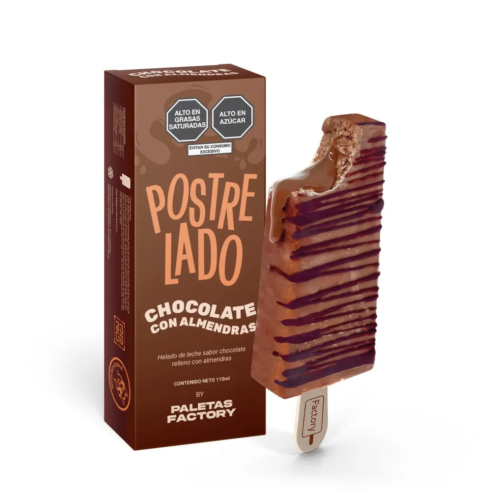 Paleta Chocolate con almendras 130g Postrelado