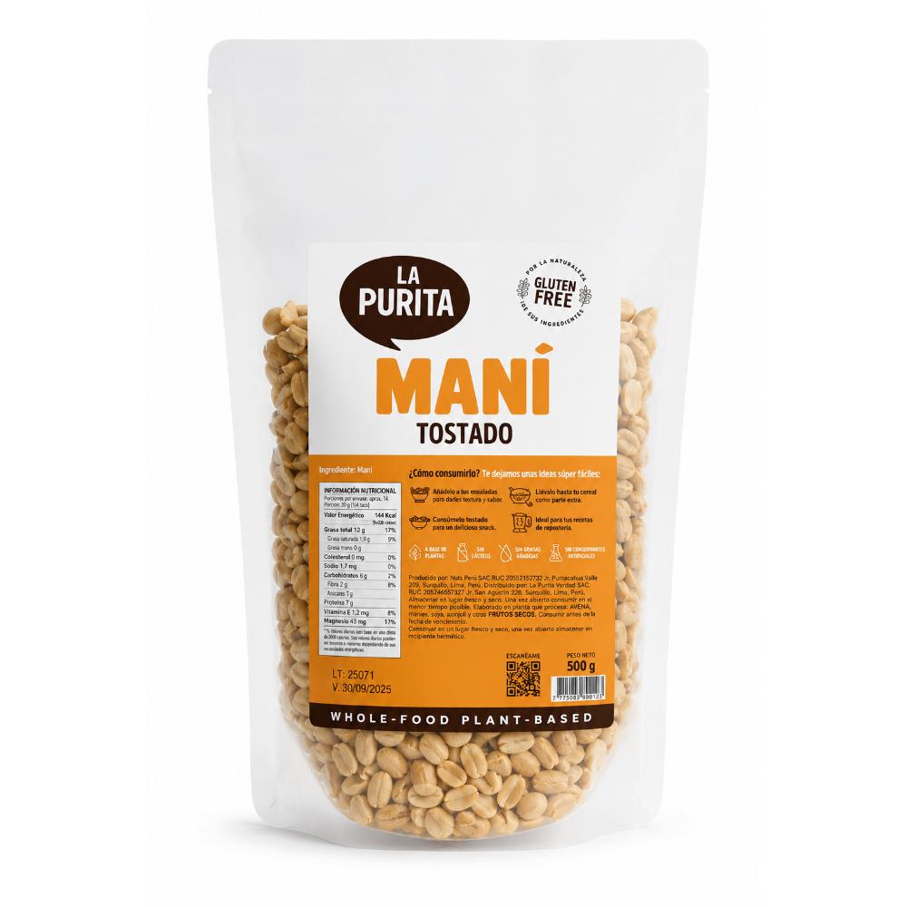 Mani tostado 800 Gr. | La Purita