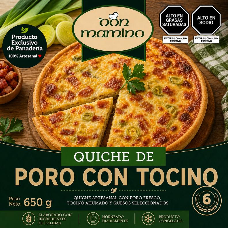 Quiche de poro con tocino 650g 12 unds | Panadería Don Mamino