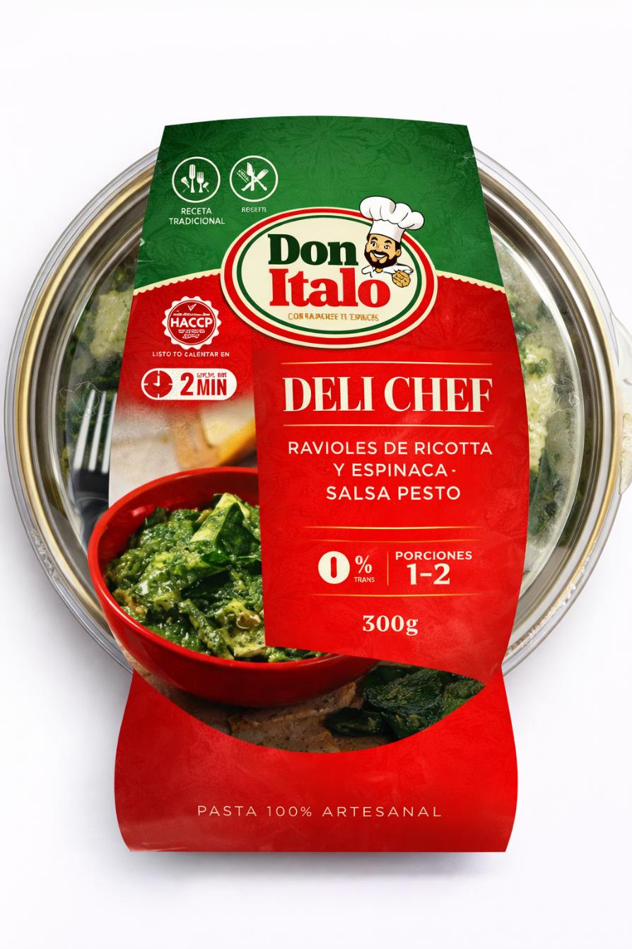 Ravioles con Ricota y Espinaca en Salsa Pesto DeliChef 300g Don Italo