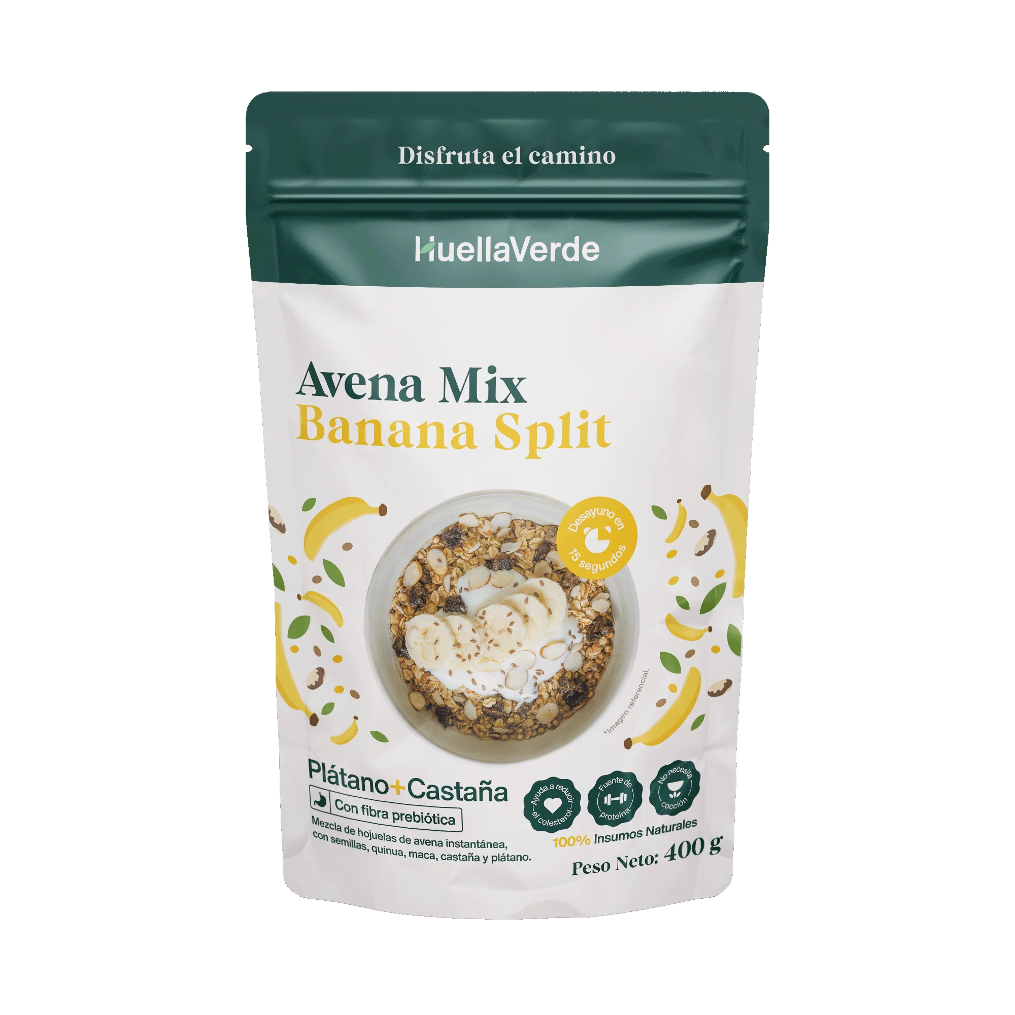 Avena mix Banana Split 600g Huella Verde