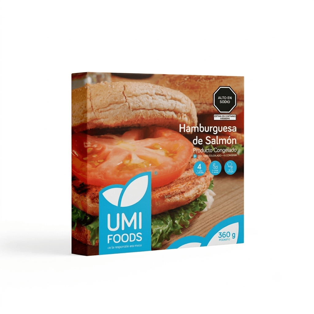 Hamburguesa de salmon 360gr Umi foods - ice Qori