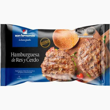 Hamburguesa de res top 680g 08und San Fernando